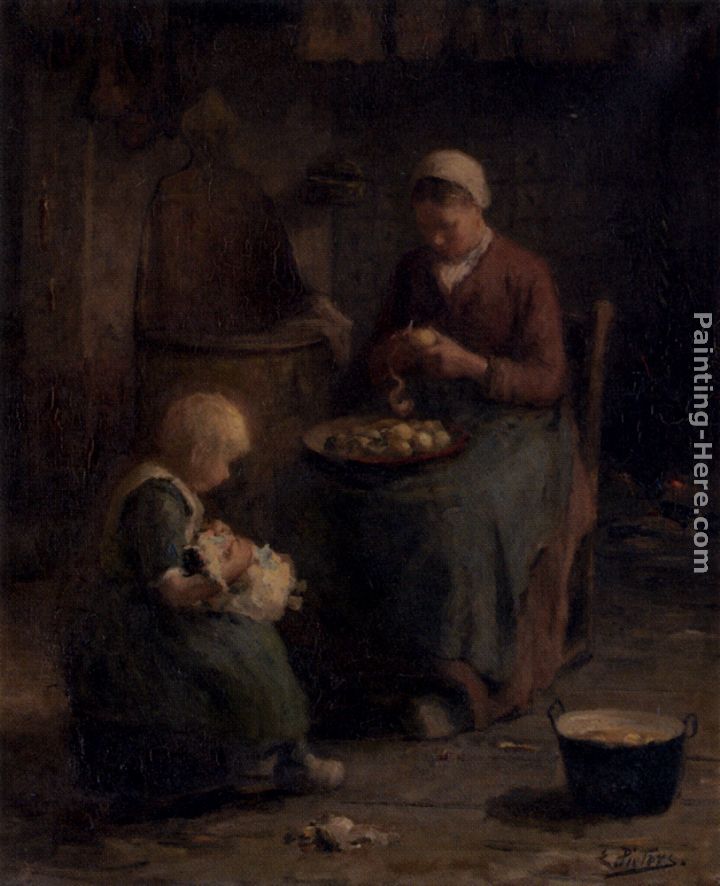 Mother and Daughter painting - Evert Pieters Mother and Daughter art painting